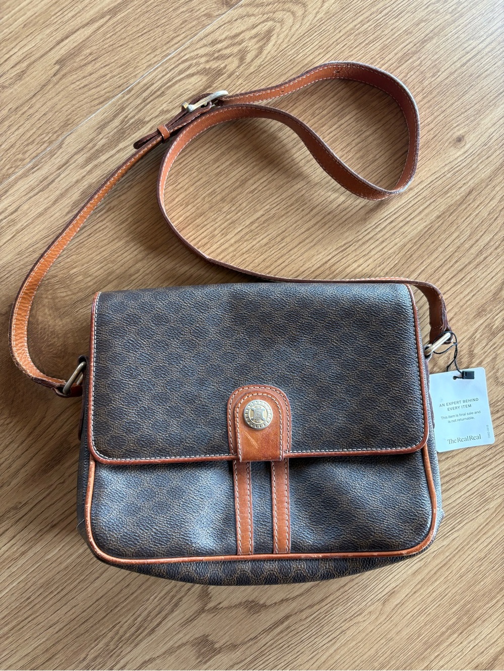 CELINE Macadam Triomphe Shoulder bag Brown Vintage